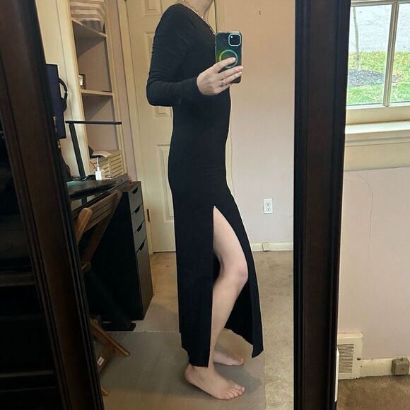 Aritzia Wilfred Black Neptune Dress Maxi Bodycon Size Medium - Picture 6 of 13